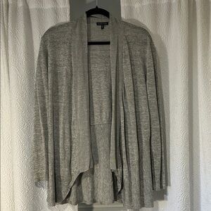 Eileen Fisher Light Gray Linen Blend Open Front Cardigan Size Medium
